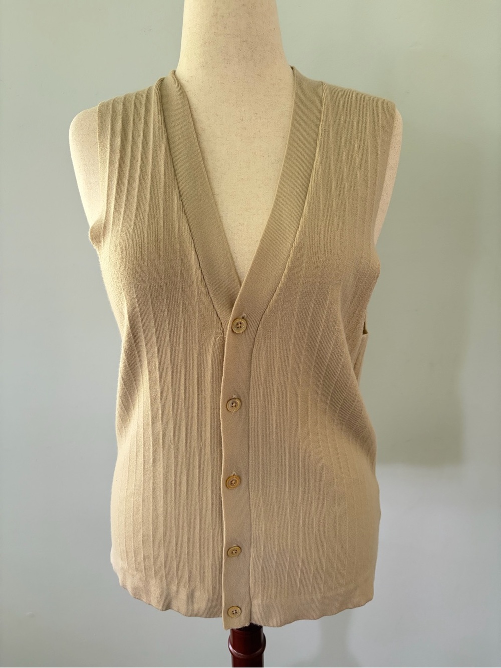 Robert Talbott Merino Wool Ribbed V-neck Button Front Sweater Vest